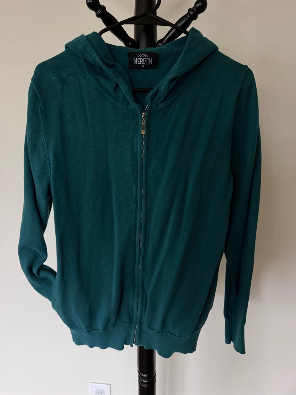 Women's Teal Hooded Zip Sweater